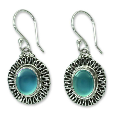 Sterling Silver and Chalcedony Earrings Artisan Jewelry