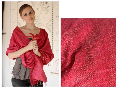 Silk shawl, 'Holiday Mood' - Silk Shawl Handmade Wrap from India