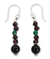 Garnet and onyx dangle earrings, 'Colors of India' - Garnet and onyx dangle earrings