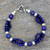 Lapis lazuli and pearl beaded bracelet, 'Gulmohar Lady' - Lapis lazuli and pearl beaded bracelet thumbail