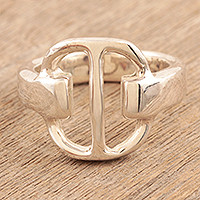 Sterling silver band ring, 'Power'