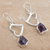 Amethyst heart earrings, 'Love Is Wise' - Amethyst and Silver Heart Earrings (image 2b) thumbail