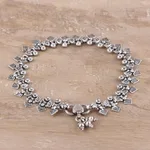 Sterling silver anklet, 'Joyous Dance' - Traditional Indian Anklet Jewelry in Sterling Silver