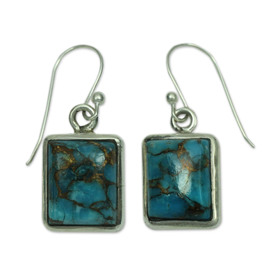 Sterling silver dangle earrings, 'Friendship' - Blue Silver Earrings from Indian Artisan Crafted Jewelry 