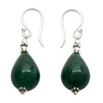 Chalcedony dangle earrings, 'Emerald Dewdrop' - Chalcedony dangle earrings
