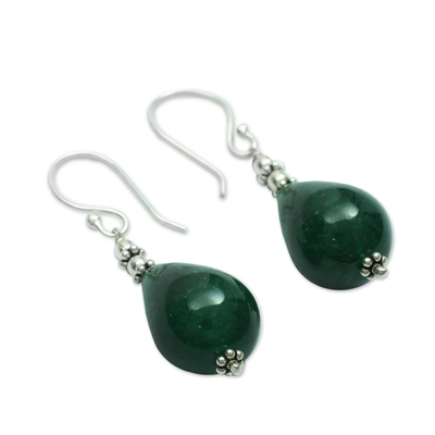 Chalcedony dangle earrings, 'Emerald Dewdrop' - Chalcedony dangle earrings