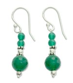 Sterling silver dangle earrings, 'Green Dreams' - Sterling silver dangle earrings