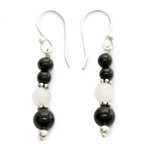 Onyx and moonstone dangle earrings, 'Majestic Night' - Onyx and moonstone dangle earrings