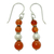 Carnelian and pearl dangle earrings, 'Radiance' - Carnelian and pearl dangle earrings