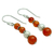 Carnelian and pearl dangle earrings, 'Radiance' - Carnelian and pearl dangle earrings