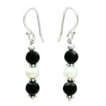 Onyx and pearl dangle earrings, 'Midnight Dreams' - Onyx and pearl dangle earrings