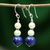 Pendientes colgantes de lapislázuli y perla - Pendientes colgantes de lapislázuli y perla