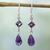 Amethyst dangle earrings, 'Precious Purple' - Sterling Silver and Amethyst Dangle Earrings thumbail