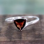 Garnet solitaire ring, 'Scintillating Jaipur' - Garnet Solitaire Ring