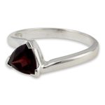 Garnet solitaire ring, 'Scintillating Jaipur' - Garnet Solitaire Ring