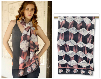 Silk scarf, 'Orissa Lilac' - Silk scarf