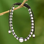 Sterling Silver Shambhala-style Bracelet Handmade Jewelry, 'Orb'