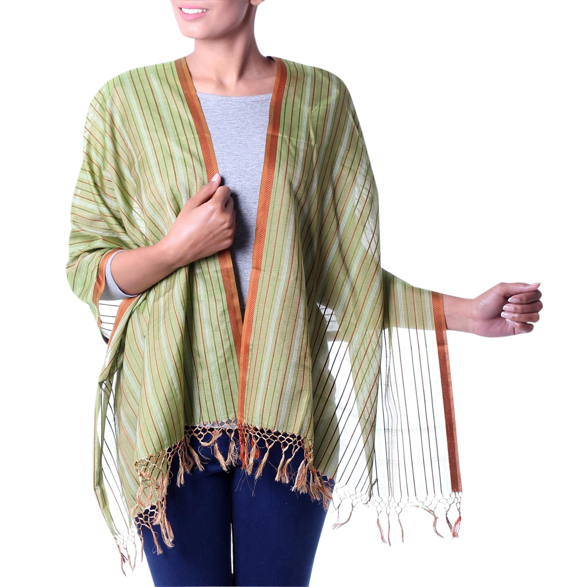 Cotton And Silk Shawl India Summer Novica