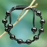 Onyx-Armband im Shambhala-Stil, „Geschützte Einheit“ – Onyx-Armband im Shambhala-Stil, handgefertigter Schmuck