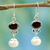 Pearl and garnet earrings, 'Scarlet Light' - Akoya Pearls and Garnet Earrings from India Jewelry