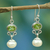 Pearl and peridot earrings, 'Verdant Light' - Sterling Silver Jewelry Pearl and Peridot Earrings