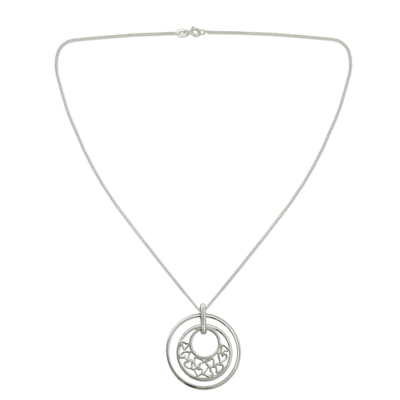 Sterling silver heart necklace, 'Joyous Love' - Handcrafted Heart Shaped Sterling Silver Pendant Necklace