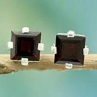 Garnet stud earrings, Crimson Charm