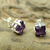 Amethyst stud earrings, 'India Charm' - Sterling Silver and Amethyst Stud Earrings (image 2b) thumbail