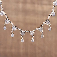 Rainbow moonstone waterfall necklace, 'Shimmer'