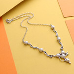 Pearl Y necklace, 'Cloud Song' - Pearl and Sterling Silver Necklace Bridal Jewelry