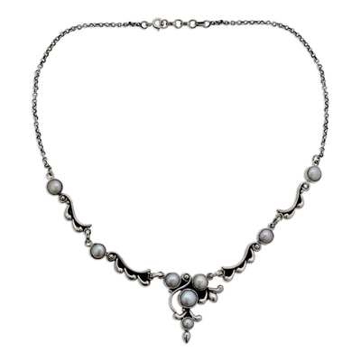 Perlen-Y-Halskette - Perlen- und Sterlingsilber-Halskette, Brautschmuck