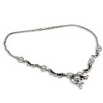 Pearl Y necklace, 'Cloud Song' - Pearl and Sterling Silver Necklace Bridal Jewelry