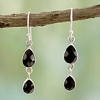 Onyx dangle earrings, 'Radha's Radiance'