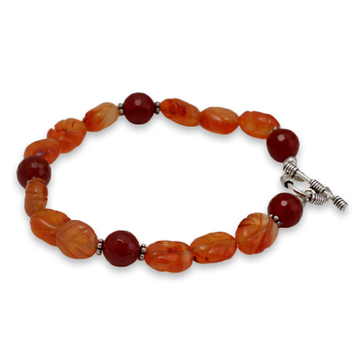 Carnelian beaded bracelet, 'Sunset Forest' - Carnelian beaded bracelet