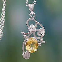 Citrine flower necklace,