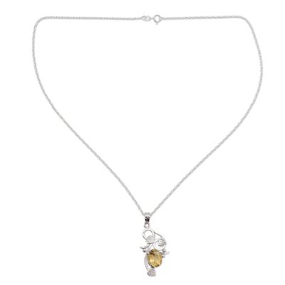 Citrine flower necklace, 'Sun Blossom' - Citrine flower necklace
