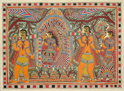 Madhubani painting - Bridal Palanquin | NOVICA