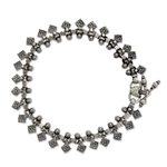 Sterling silver anklet, 'Starlight Snowflakes' - Indian Artisan Crafted Sterling Silver Anklet