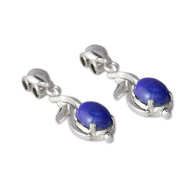 Lapis lazuli flower earrings, 'Precious Blue' - Lapis lazuli flower earrings