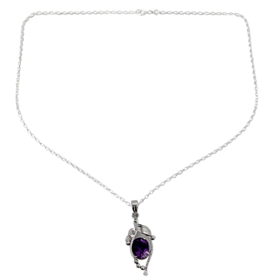 Amethyst pendant necklace, 'Jaipuri Beauty' - Amethyst pendant necklace