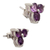 Amethyst button earrings, 'Charming Trio' - Amethyst Stud Earrings Artisan Crafted Jewelry (image 2b) thumbail