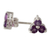 Amethyst button earrings, 'Charming Trio' - Amethyst Stud Earrings Artisan Crafted Jewelry (image 2c) thumbail