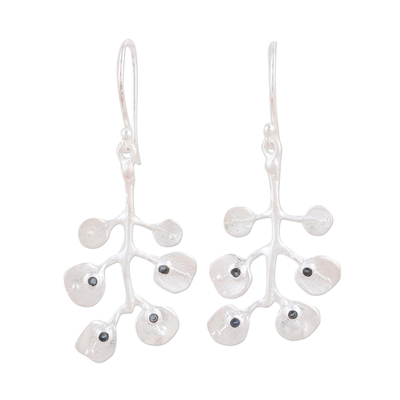 Sterling silver floral earrings, 'Morning Frost' - Artisan Crafted Sterling Silver Dangle Earrings from India