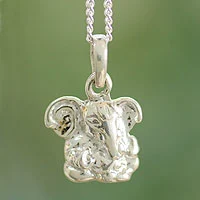 Sterling silver pendant necklace, 'Baby Ganesha' - Sterling Silver Necklace Hindu Jewellery from India