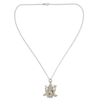 Halskette mit Anhänger aus Sterlingsilber - Hindu-Schmuck Elefantengottheit aus Sterlingsilber 