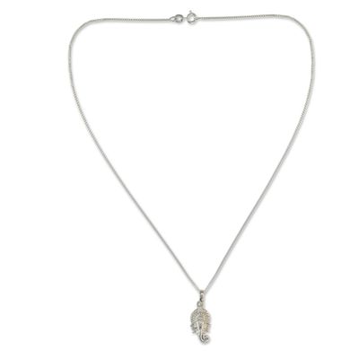 Sterling silver pendant necklace, 'Regal Ganesha' - Hand Crafted Sterling Silver Hindu Pendant  Necklace