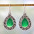 Sterling silver dangle earrings, 'Green Palace Memories' - Sterling Silver and Onyx Dangle Earrings thumbail