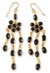 Gold vermeil onyx chandelier earrings, 'Midnight Bloom' - Onyx Gold Vermeil Chandelier Earrings