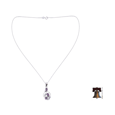 Amethyst pendant necklace, 'Wine Delight' - Hand Crafted Sterling Silver and Amethyst Necklace