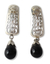 Onyx floral earrings, 'Mughal Melody' - Fair Trade Indian Floral Sterling Silver Drop Onyx Earrings